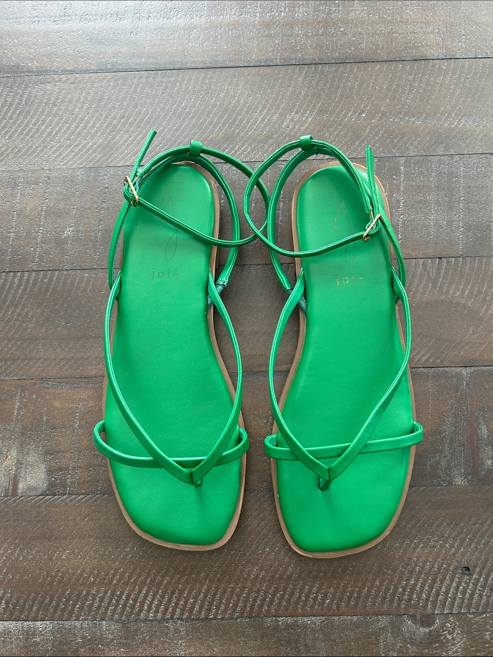Joie Bright Green Leather Strappy Sandals